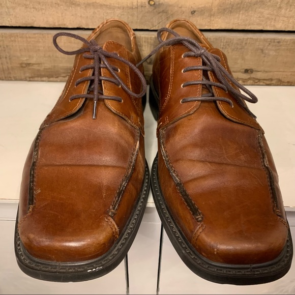 ECCO Cognac Oxford Men's Dress Shoe Square Toe Size 44 - Picture 6 of 13